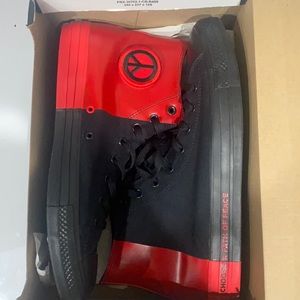Converse “seek peace” black and red shoes….Size 13
